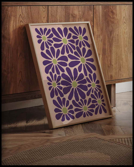 Retro Floral Pattern Purple Poster