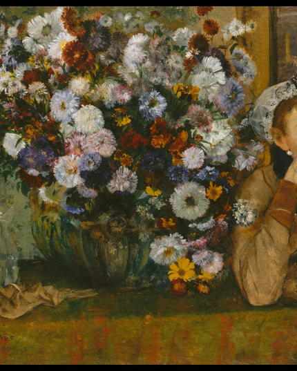 A Woman Seated beside a Vase of Flowers