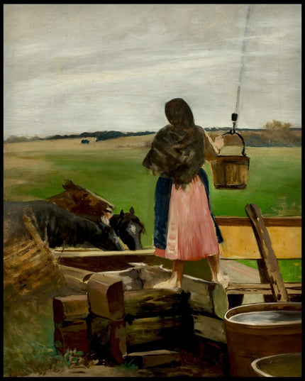 Girl at a water well